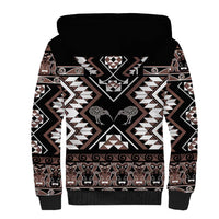 Personalised Taniko Motifs Aotearoa Sherpa Hoodie Waitangi Kowhaiwhai Kiwi - Mocha LT7 - Polynesian Pride