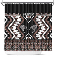 Personalised Taniko Motifs Aotearoa Shower Curtain Waitangi Kowhaiwhai Kiwi - Mocha LT7 Mocha - Polynesian Pride