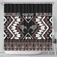 Personalised Taniko Motifs Aotearoa Shower Curtain Waitangi Kowhaiwhai Kiwi - Mocha LT7 - Polynesian Pride