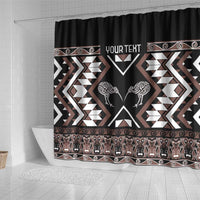Personalised Taniko Motifs Aotearoa Shower Curtain Waitangi Kowhaiwhai Kiwi - Mocha LT7 - Polynesian Pride