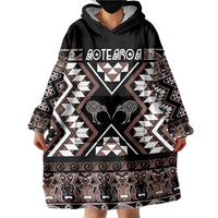 Personalised Taniko Motifs Aotearoa Wearable Blanket Hoodie Waitangi Kowhaiwhai Kiwi - Mocha LT7 - Polynesian Pride