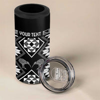 Personalised Taniko Motifs Aotearoa 4 in 1 Can Cooler Tumbler Waitangi Kowhaiwhai Kiwi - Monochrome LT7 - Polynesian Pride
