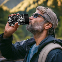 Personalised Taniko Motifs Aotearoa 4 in 1 Can Cooler Tumbler Waitangi Kowhaiwhai Kiwi - Monochrome LT7 - Polynesian Pride