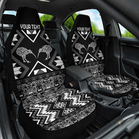 Personalised Taniko Motifs Aotearoa Car Seat Cover Waitangi Kowhaiwhai Kiwi - Monochrome LT7 One Size Grey - Polynesian Pride