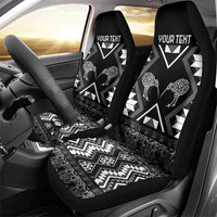 Personalised Taniko Motifs Aotearoa Car Seat Cover Waitangi Kowhaiwhai Kiwi - Monochrome LT7 - Polynesian Pride
