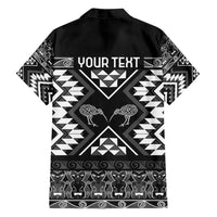 Personalised Taniko Motifs Aotearoa Family Matching Tank Maxi Dress and Hawaiian Shirt Waitangi Kowhaiwhai Kiwi - Monochrome LT7 - Polynesian Pride