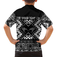 Personalised Taniko Motifs Aotearoa Hawaiian Shirt Waitangi Kowhaiwhai Kiwi - Monochrome