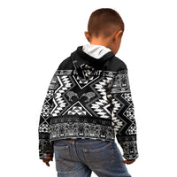 Personalised Taniko Motifs Aotearoa Kid Hoodie Waitangi Kowhaiwhai Kiwi - Monochrome LT7 - Polynesian Pride