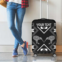 Personalised Taniko Motifs Aotearoa Luggage Cover Waitangi Kowhaiwhai Kiwi - Monochrome LT7 - Polynesian Pride