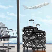 Personalised Taniko Motifs Aotearoa Luggage Cover Waitangi Kowhaiwhai Kiwi - Monochrome LT7 - Polynesian Pride