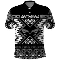 Personalised Taniko Motifs Aotearoa Polo Shirt Waitangi Kowhaiwhai Kiwi - Monochrome LT7 Grey - Polynesian Pride