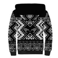 Personalised Taniko Motifs Aotearoa Sherpa Hoodie Waitangi Kowhaiwhai Kiwi - Monochrome LT7 - Polynesian Pride