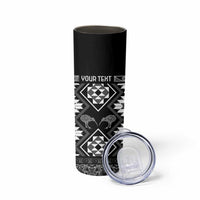 Personalised Taniko Motifs Aotearoa Skinny Tumbler Waitangi Kowhaiwhai Kiwi - Monochrome LT7 - Polynesian Pride