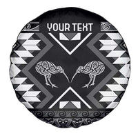 Personalised Taniko Motifs Aotearoa Spare Tire Cover Waitangi Kowhaiwhai Kiwi - Monochrome LT7 - Polynesian Pride