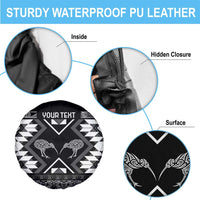 Personalised Taniko Motifs Aotearoa Spare Tire Cover Waitangi Kowhaiwhai Kiwi - Monochrome LT7 - Polynesian Pride