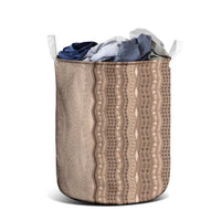 Vintage Beige Hawaiian Traditional Kapa Mix Flowers Lei Laundry Basket