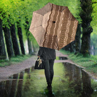 Vintage Beige Hawaiian Traditional Kapa Mix Flowers Lei Umbrella