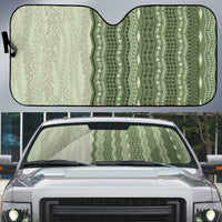 Vintage Sage Green Hawaiian Traditional Kapa Mix Flowers Lei Auto Sun Shade