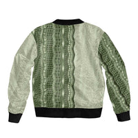 Vintage Sage Green Hawaiian Traditional Kapa Mix Flowers Lei Bomber Jacket