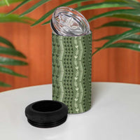 Vintage Sage Green Hawaiian Traditional Kapa Mix Flowers Lei 4 in 1 Can Cooler Tumbler LT7 - Polynesian Pride