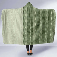 Vintage Sage Green Hawaiian Traditional Kapa Mix Flowers Lei Hooded Blanket
