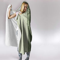 Vintage Sage Green Hawaiian Traditional Kapa Mix Flowers Lei Hooded Blanket