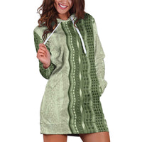 Vintage Sage Green Hawaiian Traditional Kapa Mix Flowers Lei Hoodie Dress LT7 Sage Green - Polynesian Pride