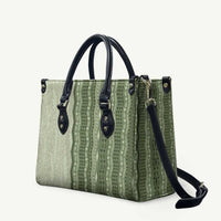 Vintage Sage Green Hawaiian Traditional Kapa Mix Flowers Lei Leather Bag