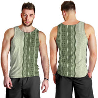 Vintage Sage Green Hawaiian Traditional Kapa Mix Flowers Lei Men Tank Top