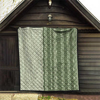 Vintage Sage Green Hawaiian Traditional Kapa Mix Flowers Lei Quilt
