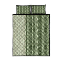 Vintage Sage Green Hawaiian Traditional Kapa Mix Flowers Lei Quilt Bed Set