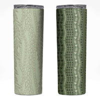 Vintage Sage Green Hawaiian Traditional Kapa Mix Flowers Lei Skinny Tumbler LT7 Sage Green - Polynesian Pride
