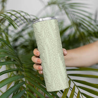 Vintage Sage Green Hawaiian Traditional Kapa Mix Flowers Lei Skinny Tumbler LT7 - Polynesian Pride