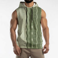 Vintage Sage Green Hawaiian Traditional Kapa Mix Flowers Lei Sleeveless Hoodie LT7 - Polynesian Pride