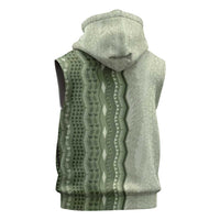 Vintage Sage Green Hawaiian Traditional Kapa Mix Flowers Lei Sleeveless Zip Hoodie LT7 - Polynesian Pride
