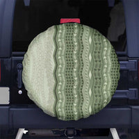 Vintage Sage Green Hawaiian Traditional Kapa Mix Flowers Lei Spare Tire Cover LT7 No hole Sage Green - Polynesian Pride