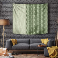 Vintage Sage Green Hawaiian Traditional Kapa Mix Flowers Lei Tapestry