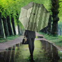 Vintage Sage Green Hawaiian Traditional Kapa Mix Flowers Lei Umbrella