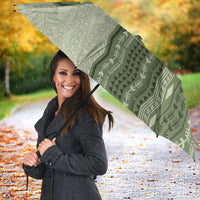 Vintage Sage Green Hawaiian Traditional Kapa Mix Flowers Lei Umbrella