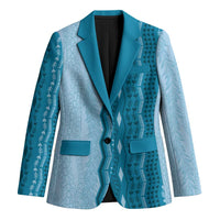 Vintage Cobalt Blue Hawaiian Traditional Kapa Mix Flowers Lei Blazer