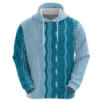 Vintage Cobalt Blue Hawaiian Traditional Kapa Mix Flowers Lei Hoodie