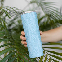 Vintage Cobalt Blue Hawaiian Traditional Kapa Mix Flowers Lei Skinny Tumbler LT7 - Polynesian Pride
