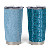 Vintage Cobalt Blue Hawaiian Traditional Kapa Mix Flowers Lei Tumbler Cup