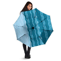 Vintage Cobalt Blue Hawaiian Traditional Kapa Mix Flowers Lei Umbrella