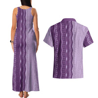 Vintage Violet Hawaiian Traditional Kapa Mix Flowers Lei Couples Matching Tank Maxi Dress and Hawaiian Shirt LT7 - Polynesian Pride