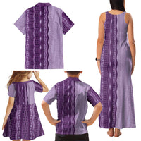 Vintage Violet Hawaiian Traditional Kapa Mix Flowers Lei Family Matching Tank Maxi Dress and Hawaiian Shirt LT7 - Polynesian Pride