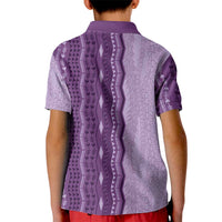 Vintage Violet Hawaiian Traditional Kapa Mix Flowers Lei Kid Polo Shirt