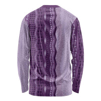 Vintage Violet Hawaiian Traditional Kapa Mix Flowers Lei Long Sleeve Shirt