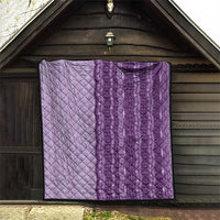 Vintage Violet Hawaiian Traditional Kapa Mix Flowers Lei Quilt