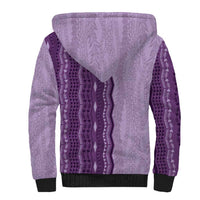 Vintage Violet Hawaiian Traditional Kapa Mix Flowers Lei Sherpa Hoodie LT7 - Polynesian Pride